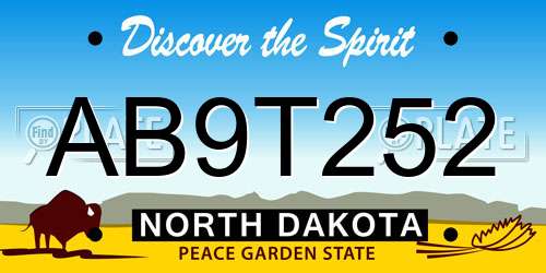 AB9T252 North Dakota License Plate