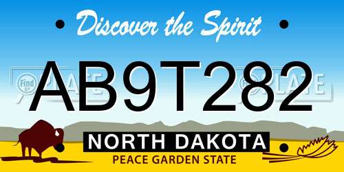 AB9T282 North Dakota License Plate