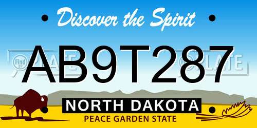 AB9T287 North Dakota License Plate