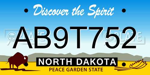 AB9T752 North Dakota License Plate