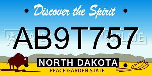 AB9T757 North Dakota License Plate