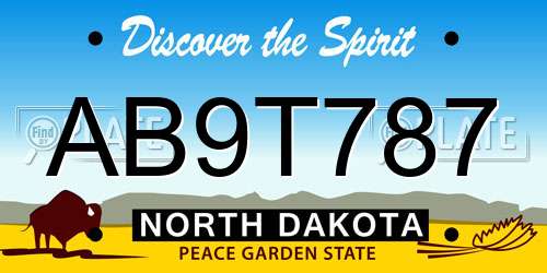 AB9T787 North Dakota License Plate