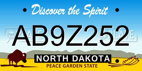 AB9Z252 North Dakota License Plate