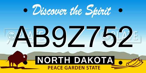 AB9Z752 North Dakota License Plate
