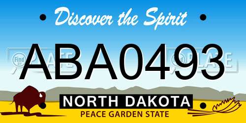ABA0493 North Dakota License Plate