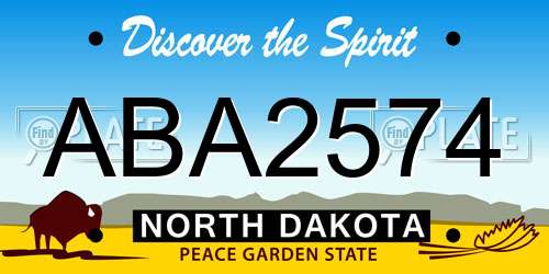 ABA2574 North Dakota License Plate