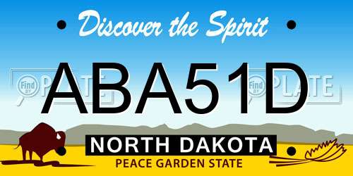 ABA51D North Dakota License Plate
