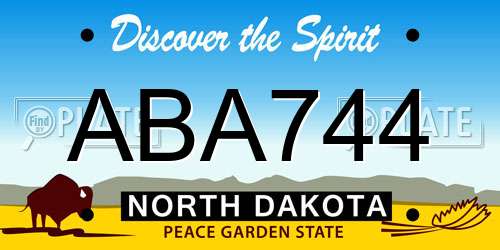 ABA744 North Dakota License Plate
