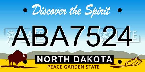 ABA7524 North Dakota License Plate