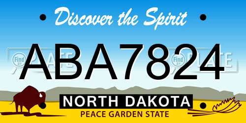 ABA7824 North Dakota License Plate