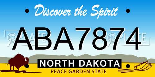 ABA7874 North Dakota License Plate