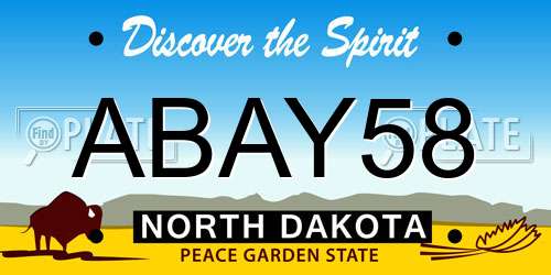 ABAY58 North Dakota License Plate