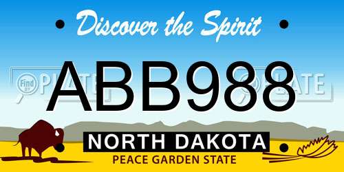 ABB988 North Dakota License Plate