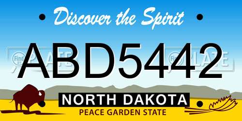 ABD5442 North Dakota License Plate