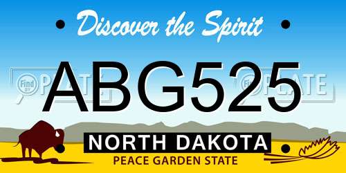 ABG525 North Dakota License Plate