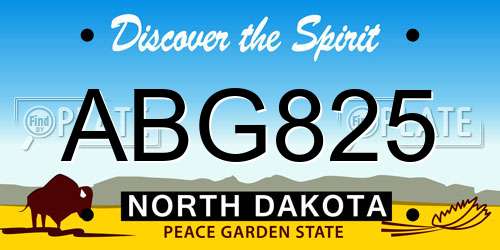 ABG825 North Dakota License Plate