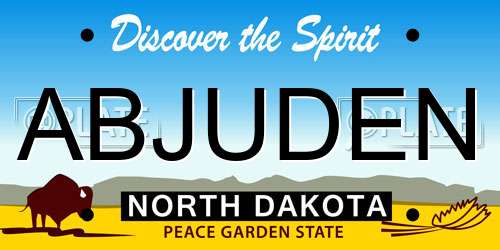 ABJUDEN North Dakota License Plate