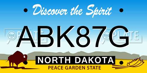 ABK87G North Dakota License Plate