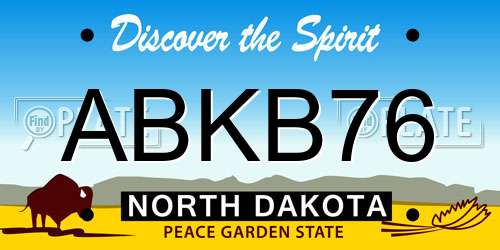 ABKB76 North Dakota License Plate