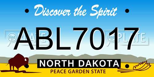 ABL7017 North Dakota License Plate