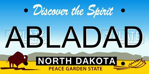 ABLADAD North Dakota License Plate
