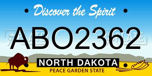 ABO2362 North Dakota License Plate