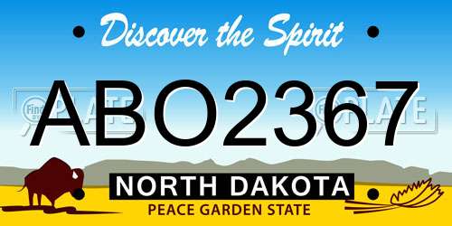 ABO2367 North Dakota License Plate