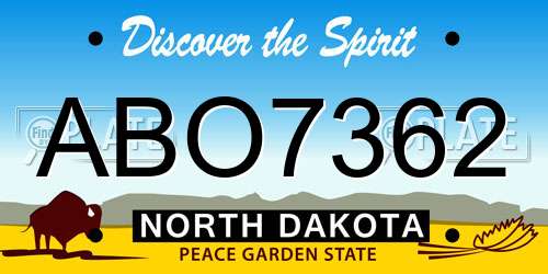 ABO7362 North Dakota License Plate