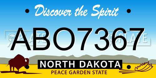 ABO7367 North Dakota License Plate