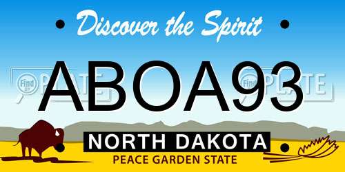 ABOA93 North Dakota License Plate
