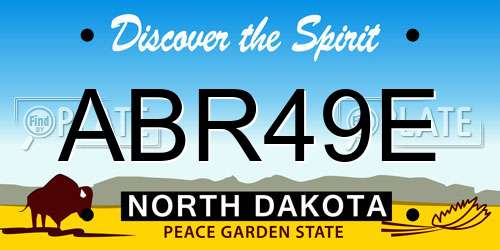 ABR49E North Dakota License Plate