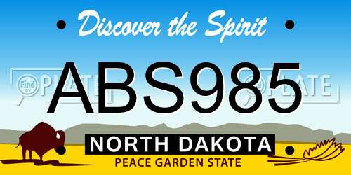 ABS985 North Dakota License Plate
