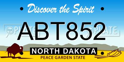 ABT852 North Dakota License Plate