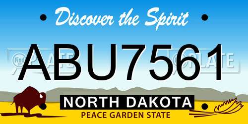 ABU7561 North Dakota License Plate