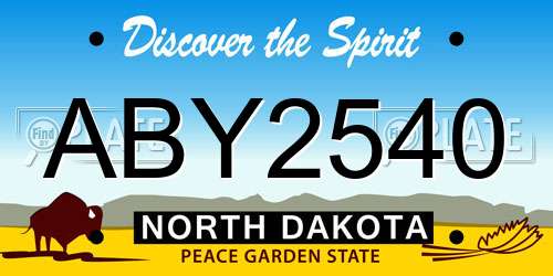 ABY2540 North Dakota License Plate