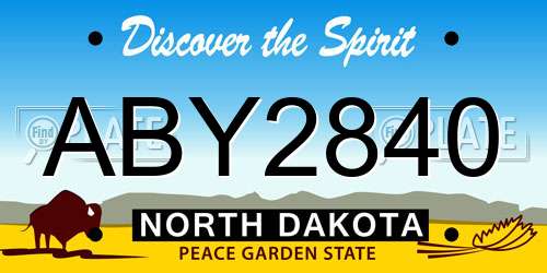 ABY2840 North Dakota License Plate