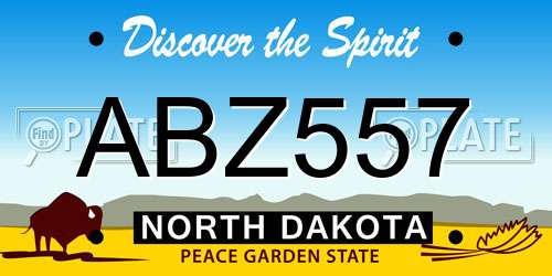 ABZ557 North Dakota License Plate