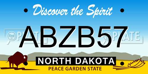 ABZB57 North Dakota License Plate