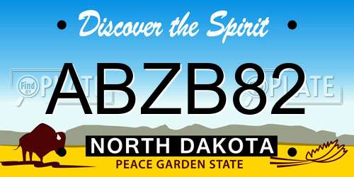 ABZB82 North Dakota License Plate