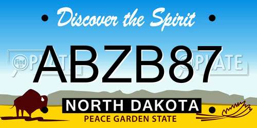 ABZB87 North Dakota License Plate