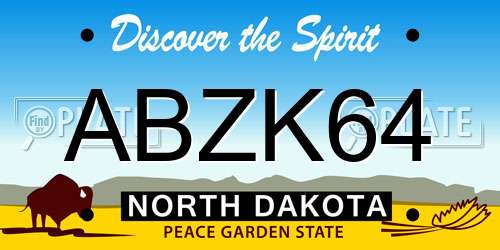 ABZK64 North Dakota License Plate