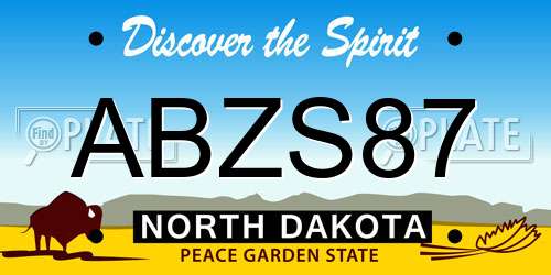 ABZS87 North Dakota License Plate