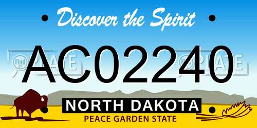 AC02240 North Dakota License Plate