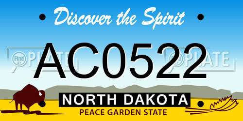 AC0522 North Dakota License Plate