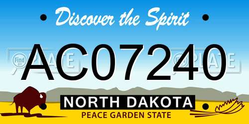 AC07240 North Dakota License Plate