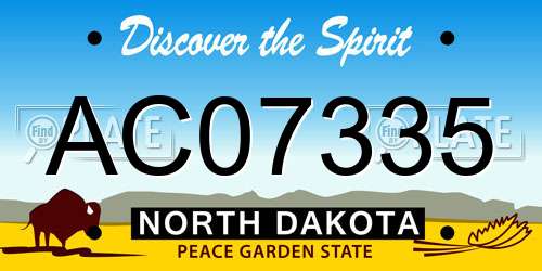 AC07335 North Dakota License Plate