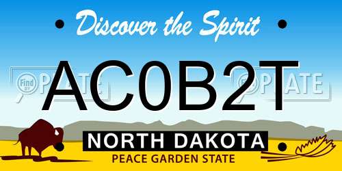 AC0B2T North Dakota License Plate