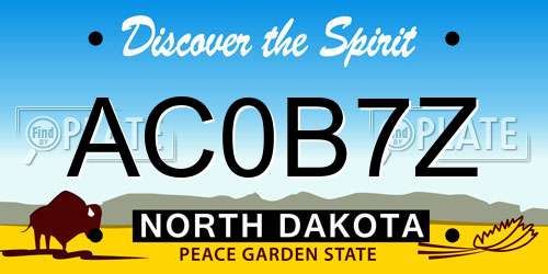 AC0B7Z North Dakota License Plate