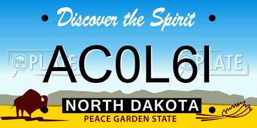 AC0L6I North Dakota License Plate