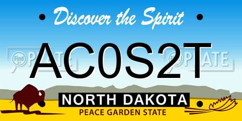 AC0S2T North Dakota License Plate